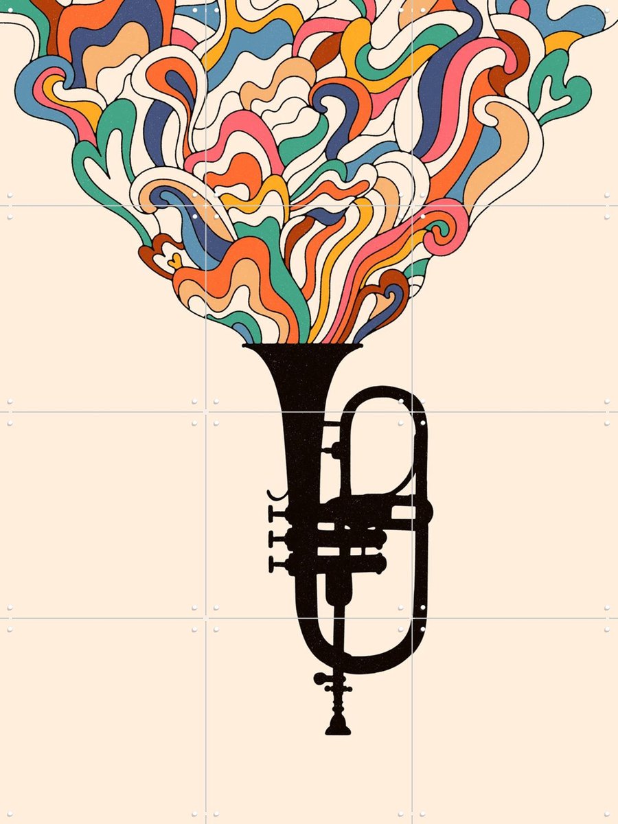 IXXI Jazz, Florent Bodart - 60 x 80 cm - Gratis ophangtool - Grote wanddecoratie en posters - Grafisch Ontwerp, Pop art, Illustraties, Kleurrijk