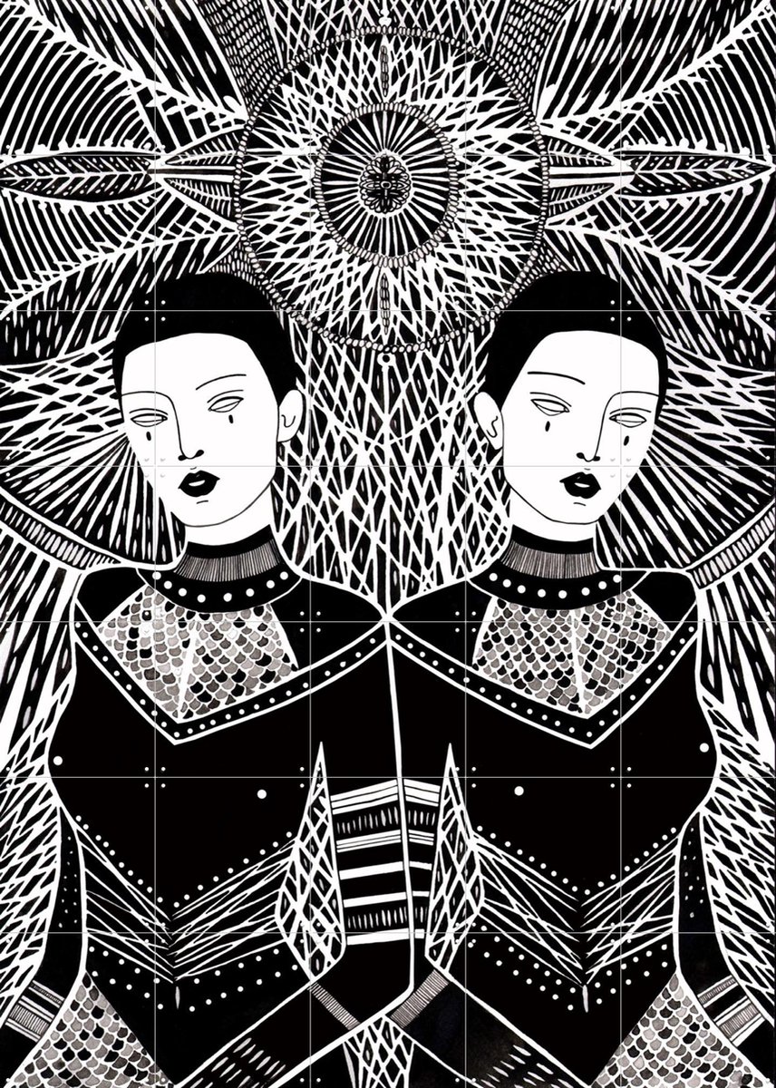 IXXI Double Intentions, Sasha Ignatiadou - 100 x 140 cm - Gratis ophangtool - Grote wanddecoratie en posters - Line art, Illustraties, Woonkamer