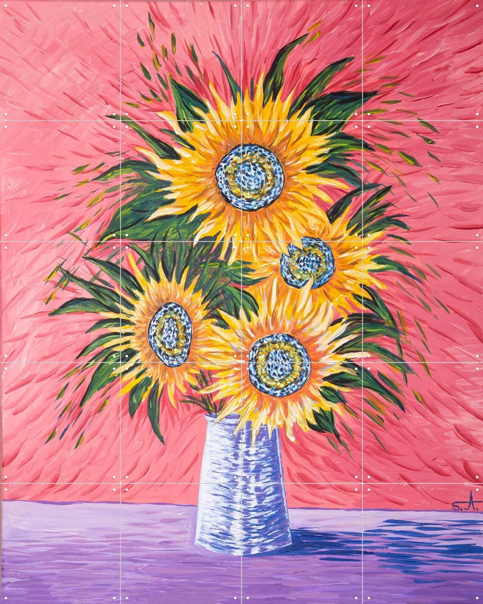 IXXI Sunflowers, Zurab Dariali & Van Gogh 21st Century - 80 x 100 cm - Gratis ophangtool - Grote wanddecoratie en posters - Klassiek, Impressionisme