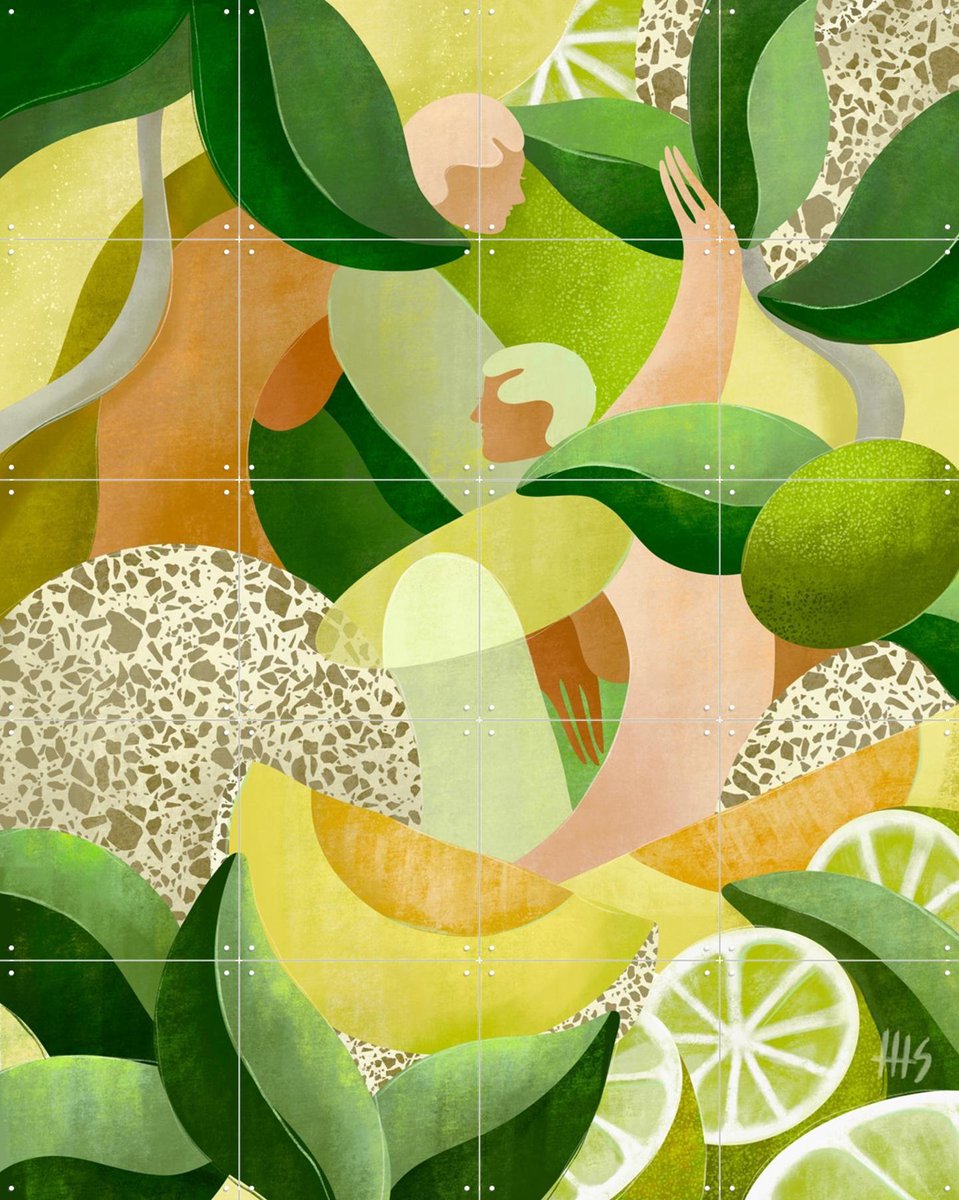 IXXI Tutti Frutti, Maggie Stephenson - 80 x 100 cm - Gratis ophangtool - Grote wanddecoratie en posters - Digitale Kunst, Kleurrijk, Abstract