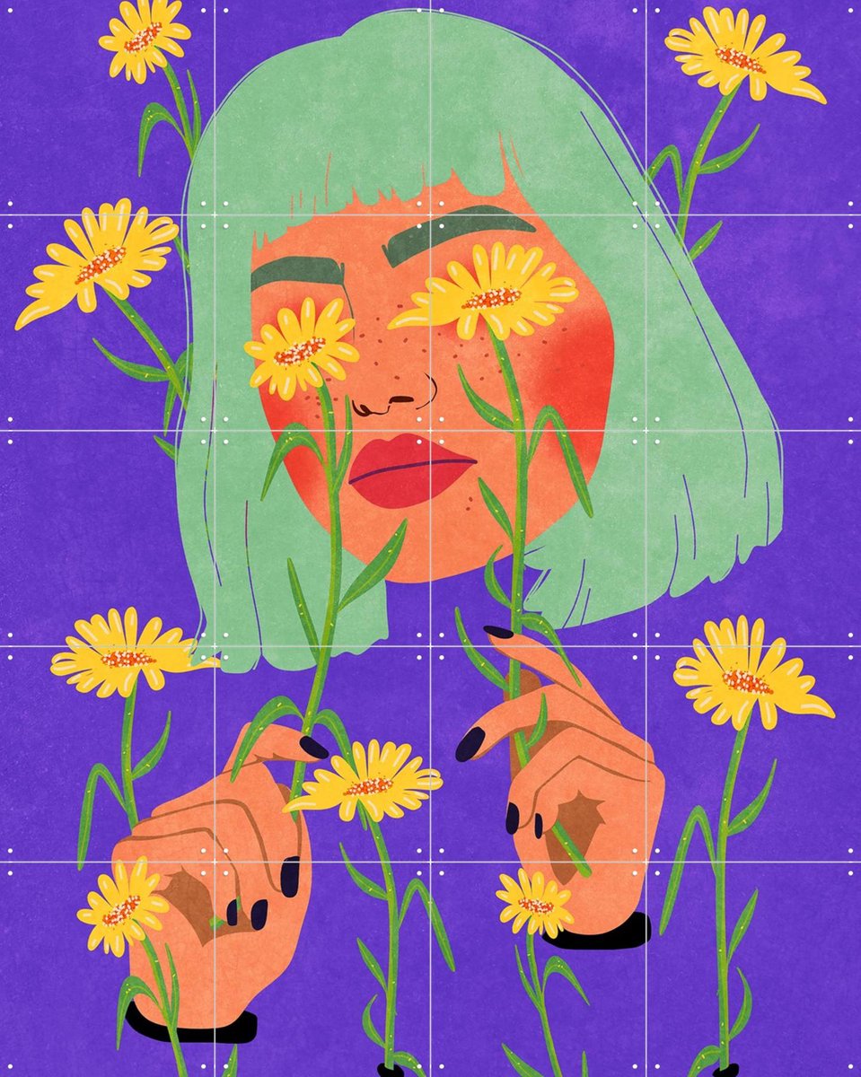 IXXI Girl wanna bloom, Raissa Oltmanns - 80 x 100 cm - Gratis ophangtool - Grote wanddecoratie en posters - Speels, Digitale Kunst, Pop art