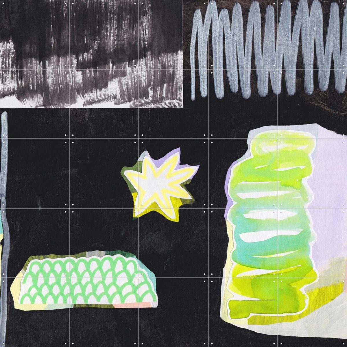 IXXI Inkwell Radiance, Henriette Visscher - 100 x 100 cm - Gratis ophangtool - Grote wanddecoratie en posters - Collage, Abstract, Speels, Kleurrijk