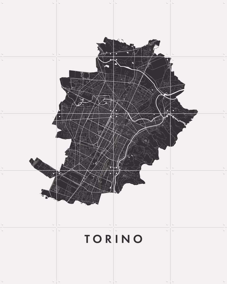 IXXI Torino City Map, Kunst in Kaart - 80 x 100 cm - Gratis ophangtool - Grote wanddecoratie en posters - Minimalisme, Grafisch Ontwerp, Technische