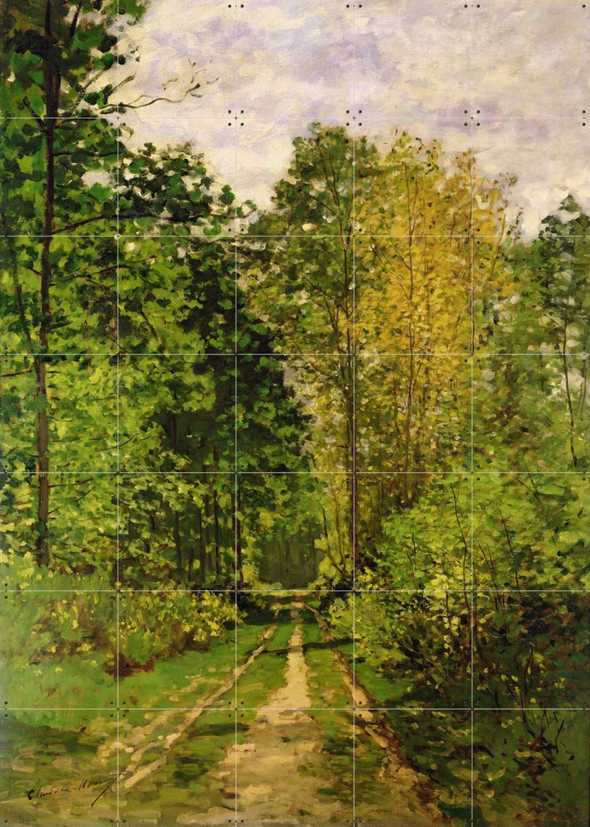 IXXI Wooded Path, Claude Monet & Bridgeman Images - 100 x 140 cm - Gratis ophangtool - Grote wanddecoratie en posters - Kleurrijk, Klassiek, Olieverf