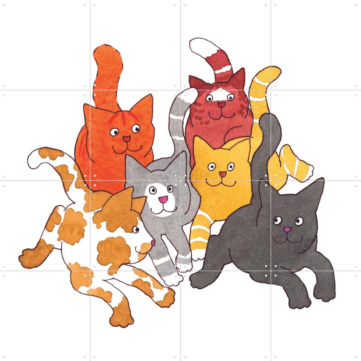 IXXI Dikkie Dik met Vrienden, Dikkie Dik - 80 x 80 cm - Gratis ophangtool - Grote wanddecoratie en posters - Illustraties, Speels, Kleurrijk
