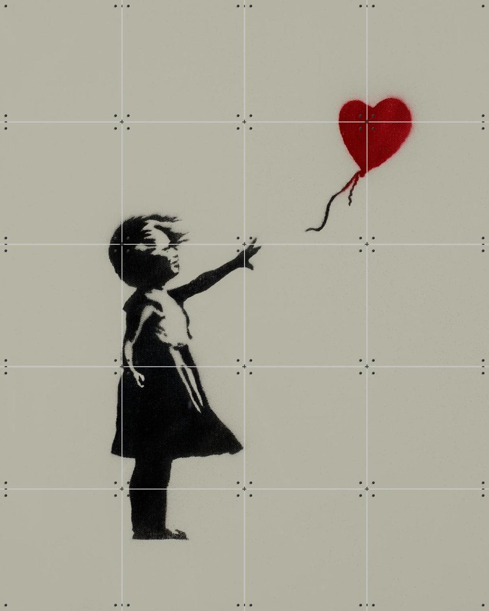 IXXI Girl with Balloon green, Banksy - 80 x 100 cm - Gratis ophangtool - Grote wanddecoratie en posters - Illustraties, Houtsnede, Pop art, Street