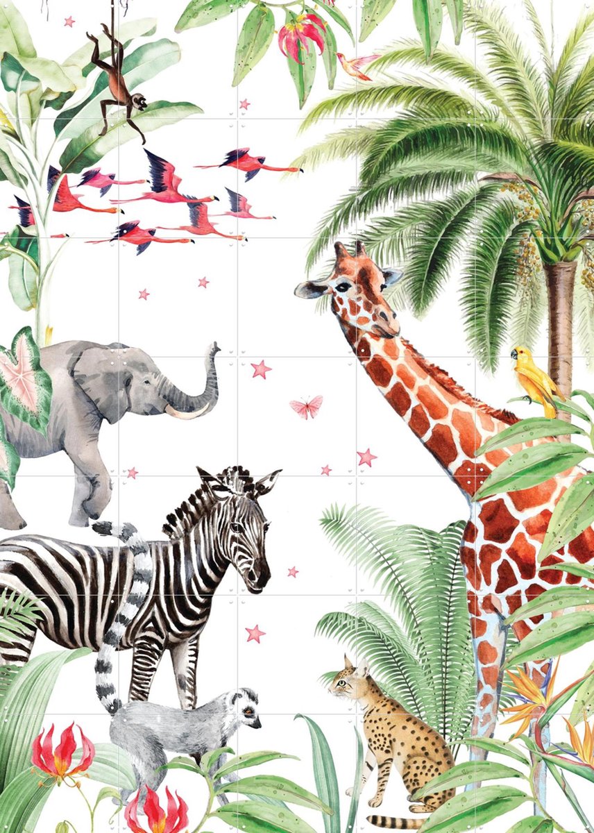 IXXI Yuki, Creative Lab Amsterdam - 100 x 140 cm - Gratis ophangtool - Grote wanddecoratie en posters - Aquarel, Illustraties, Speels, Woonkamer