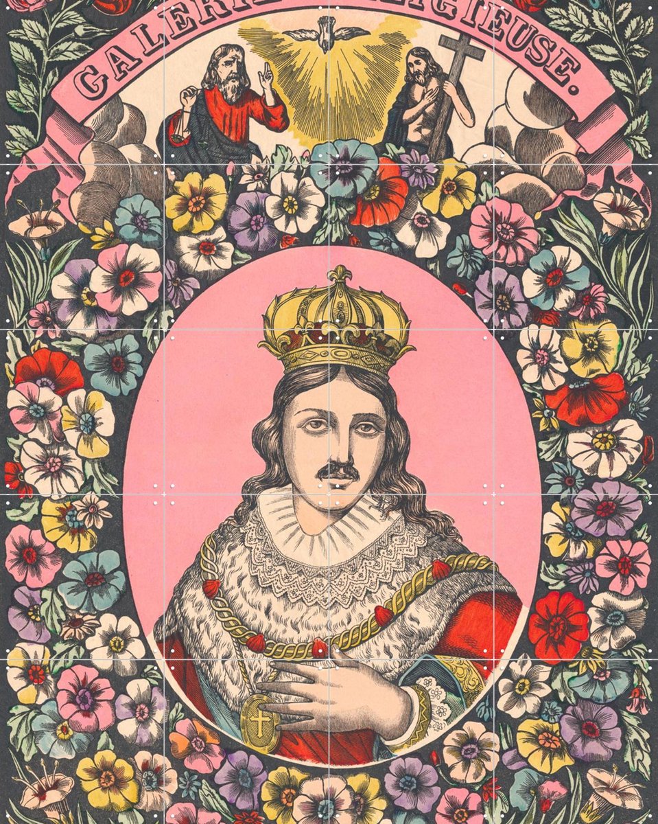 IXXI Louis, Aster Edition - 80 x 100 cm - Gratis ophangtool - Grote wanddecoratie en posters - Kleurrijk, Vintage, Illustraties, Woonkamer