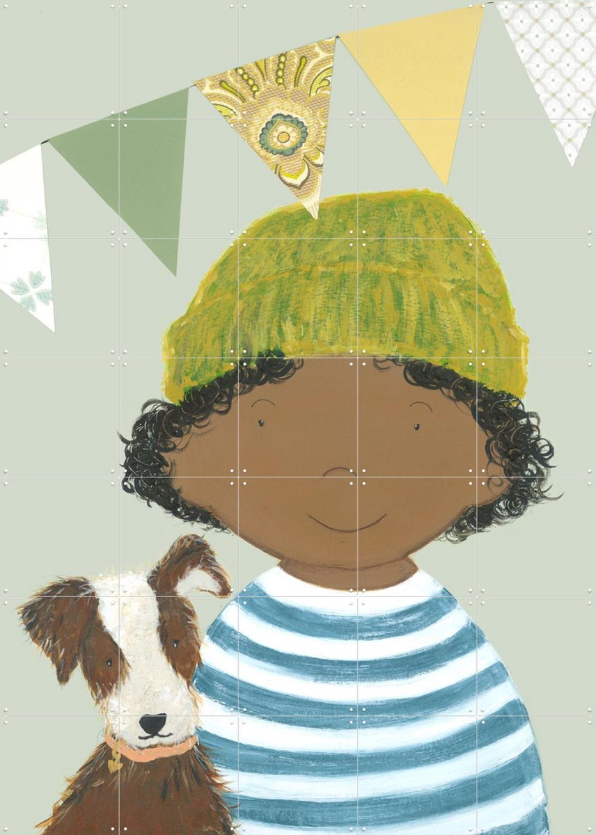 IXXI Feestbeest, Desirée van Hattem - 100 x 140 cm - Gratis ophangtool - Grote wanddecoratie en posters - Cartoonesk, Speels, Illustraties, Kleurrijk