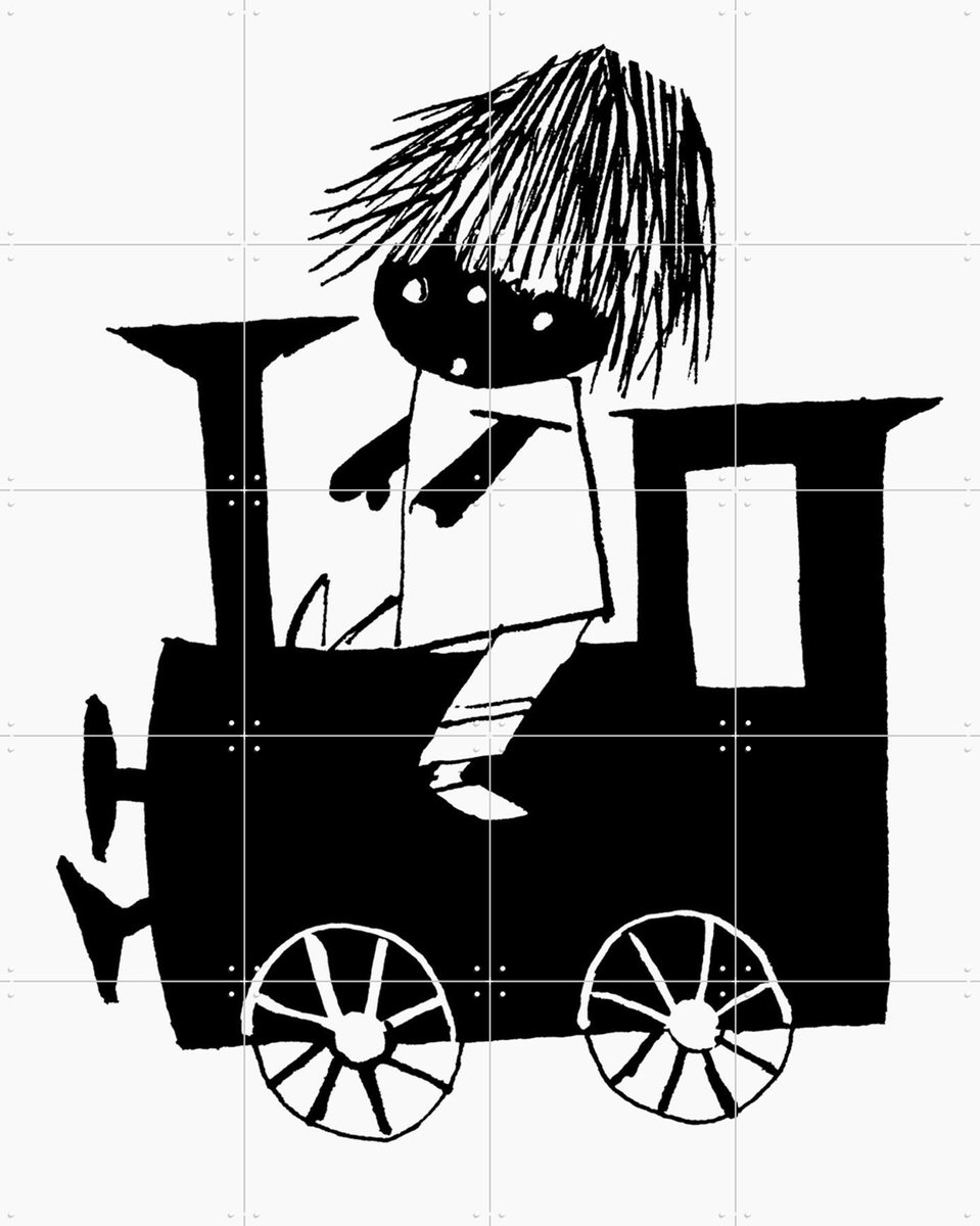 IXXI Trein, Fiep Westendorp - 80 x 100 cm - Gratis ophangtool - Grote wanddecoratie en posters - Cartoonesk, Speels, Illustraties, Kinderkamer
