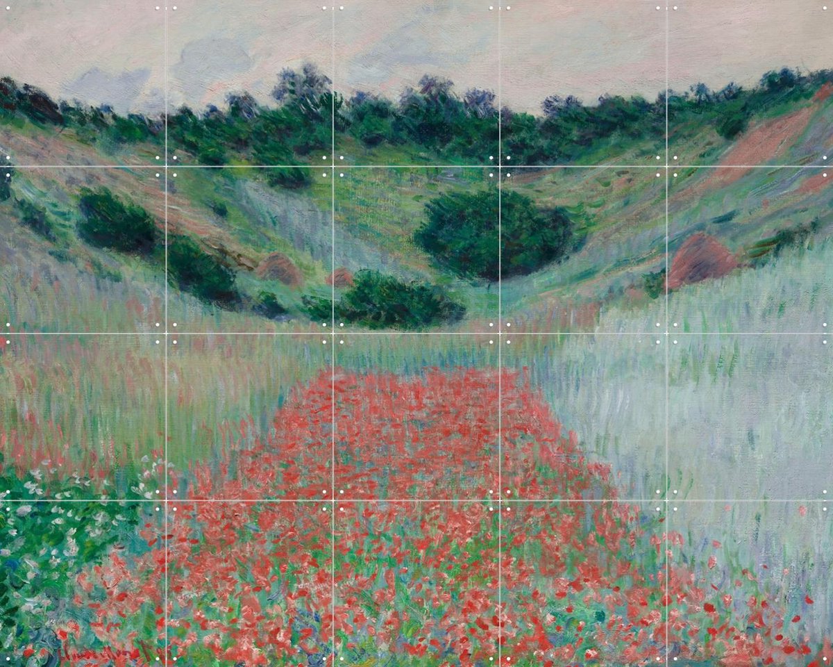 IXXI Poppy Field in a Hollow near Giverny, Claude Monet & Museum of Fine Arts Boston - 100 x 80 cm - Gratis ophangtool - Grote wanddecoratie en