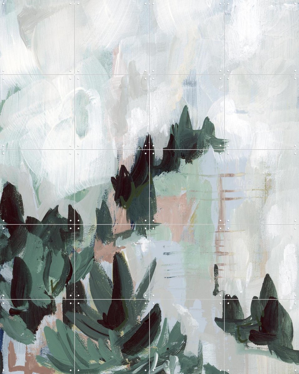 IXXI Modern Forest 1, Green Barn Studio - 80 x 100 cm - Gratis ophangtool - Grote wanddecoratie en posters - Kwaststreken, Abstract, Olieverf