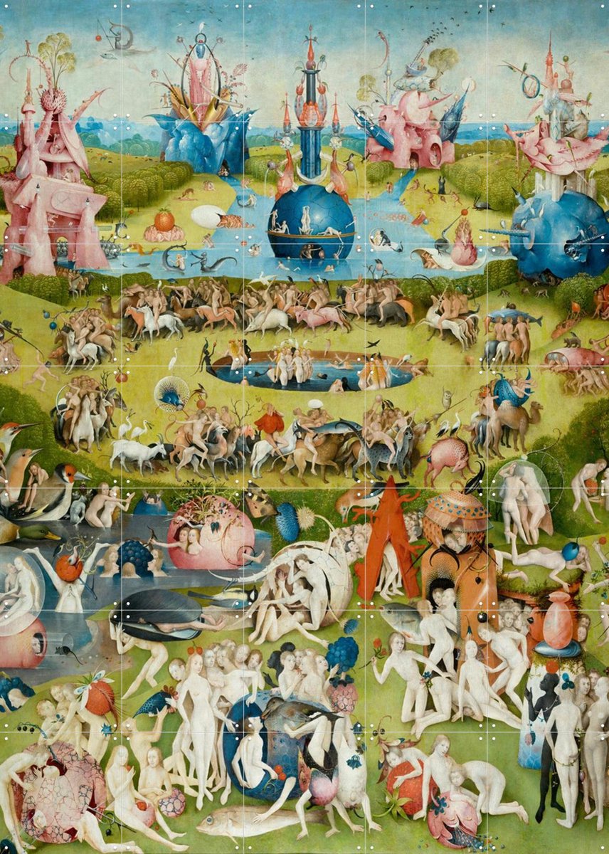 IXXI Tuin der Lusten, Jheronimus Bosch & Museo Nacional del Prado - 100 x 140 cm - Gratis ophangtool - Grote wanddecoratie en posters - Surrealisme