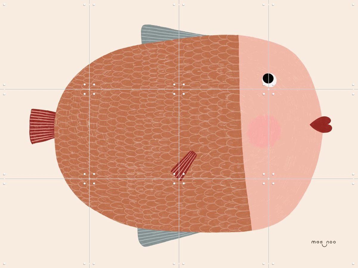 IXXI Blushing Fish, Maa-noo - 80 x 60 cm - Gratis ophangtool - Grote wanddecoratie en posters - Kleurrijk, Cartoonesk, Grafisch Ontwerp, Illustraties