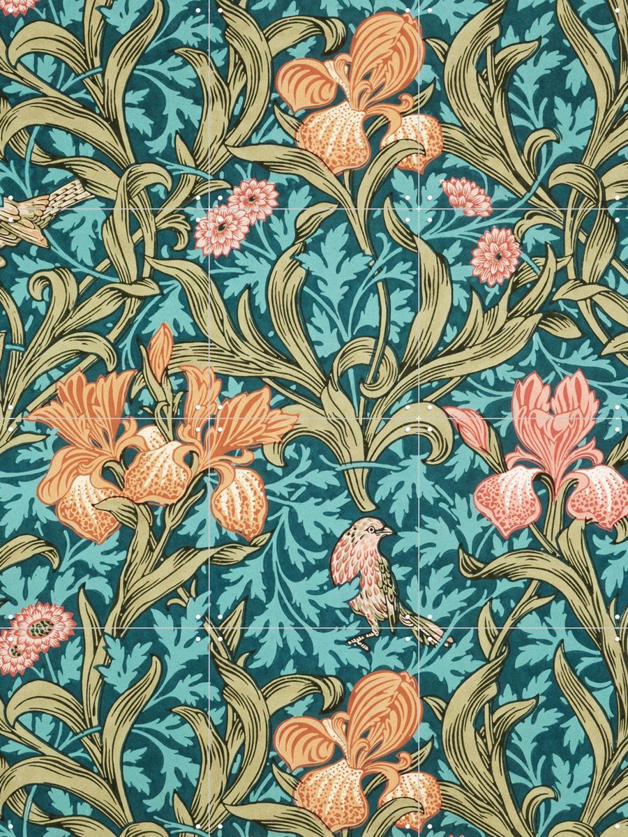 IXXI Iris, William Morris & Victoria and Albert Museum - 60 x 80 cm - Gratis ophangtool - Grote wanddecoratie en posters - Klassiek, Illustraties, Art