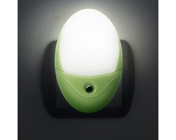 LED Stopcontact Stekker Nachtlampje - Met Lichtsensor - 240V - 6x LED (Koel Wit 6000K) - 0,5W - \~20 Lumen - Automatisch Aan/Uit - Energiezuinig - 30.000u Levensduur - Voor Slaapkamer, Gang & Kinderkamer (20281D)