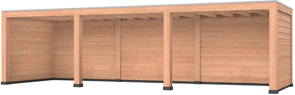 Douglas overkapping, 900 x 300, met achterwand en twee zijwanden, Westwood Modern Plus