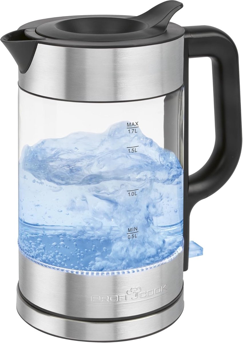 Waterkoker Glas - Snel Water Koken - Koffie Thee - BPA-vrij - 17 Liter - Zilver