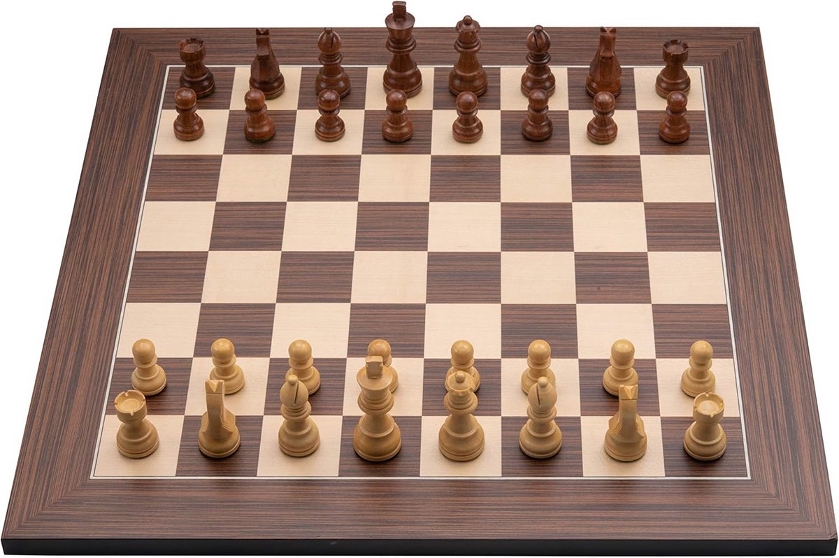 Luxe Houten Schaakspel met Inlegwerk en Bewaardoos