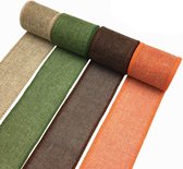 Daity Verpakking met 4 rollen jute lint - verpakt in natuurlijke oranje-bruine en olijfgroene jute linten. Geschikt voor kerstdecoraties - strikken voor bruiloften - enz. Afmetingen: 33 -5 x 6 -1 cm (meerdere kleuren).