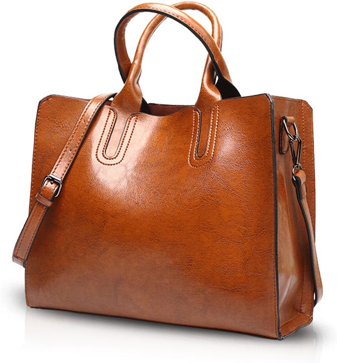 Dameshandtas Large, PU leer, waterdicht, bruin, schoudertas, hengseltas, tote