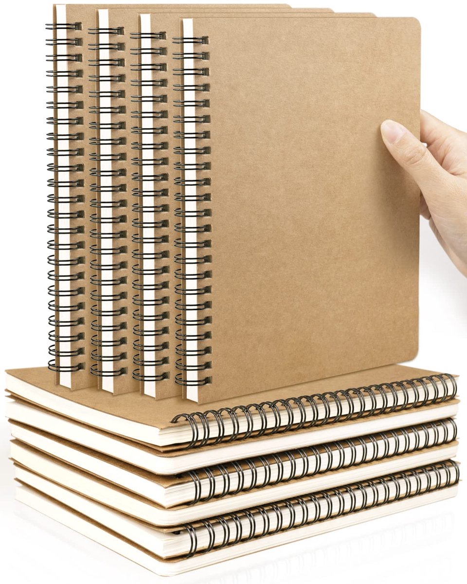 10x A5 Spiraal Notitieboeken Slim Wit - Softcover Schetsboek & Schrijfboek | 100 Pagina's