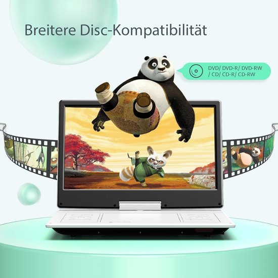 Draagbare DVD speler - Portable DVD speler - Met USB en Accu - Voor in Auto - Reisdisplay — afbeelding 4