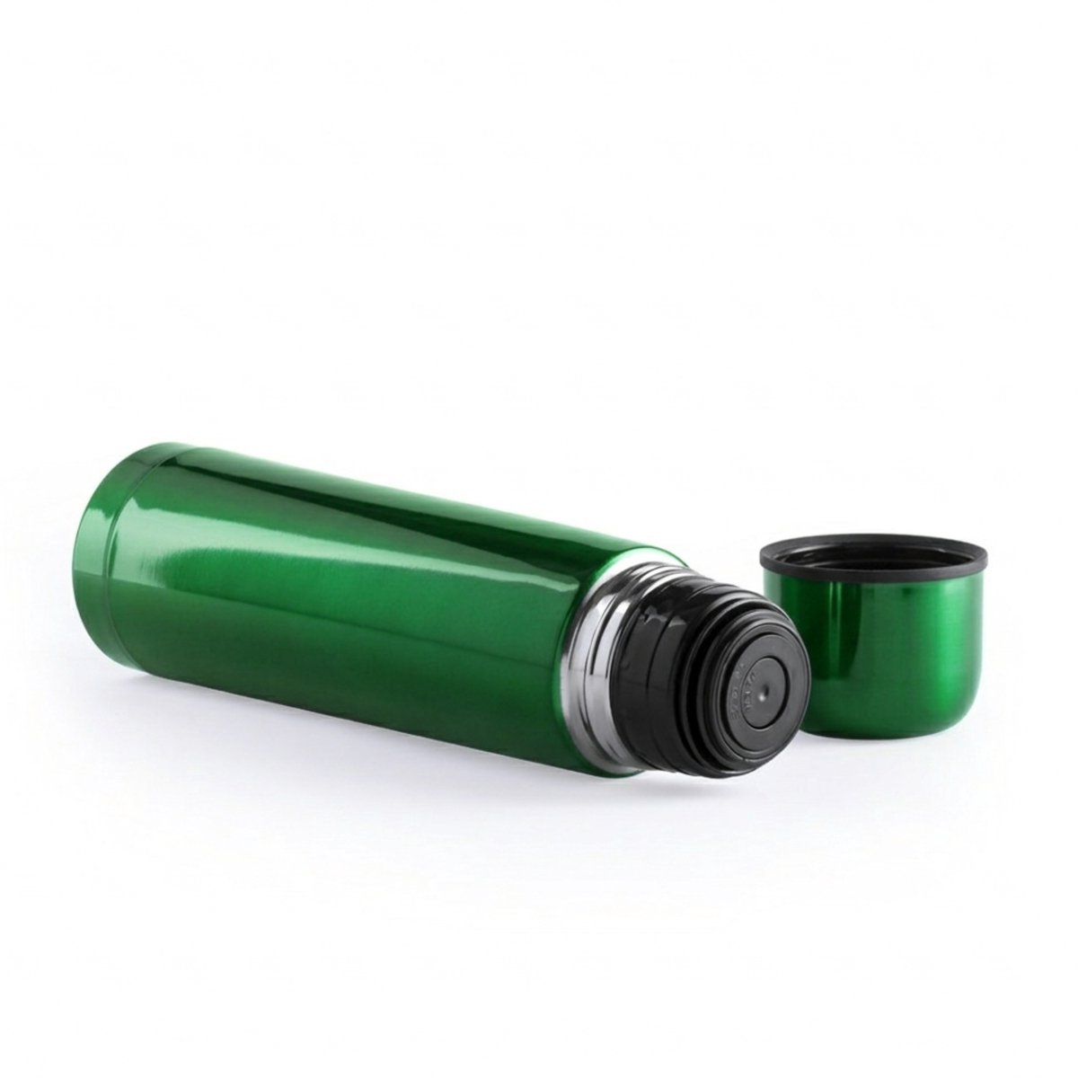 Thermosfles - 500 ml - groen - RVS - schroefdop als beker - 25 cm - isoleerfles