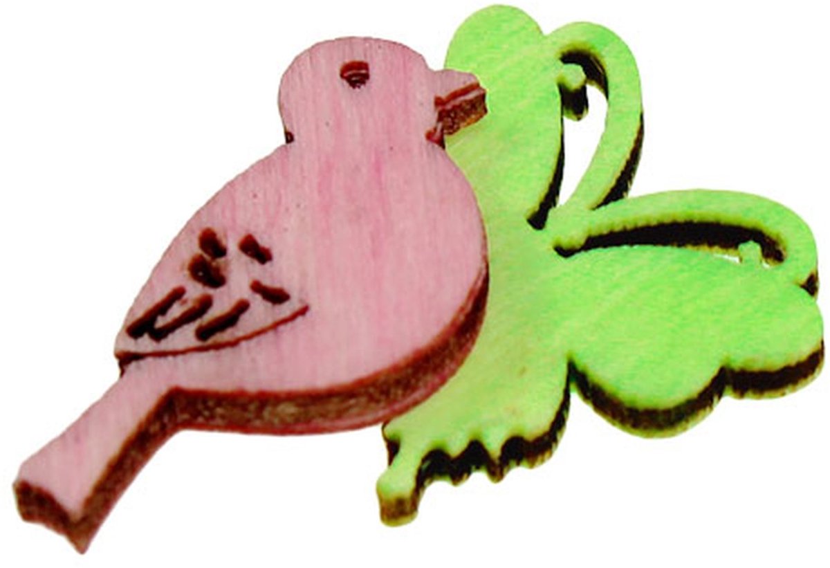 Mini houten kattenbakdecoratie 2cm pastel assorti 144 st, 144 Stück