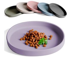 Lage siliconen voerbak voor katten - Antislip en snorhaarvriendelijk - Paarse voerplaat