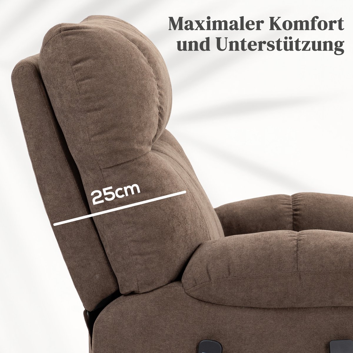 HOMCOM Fauteuil met Sta-op- en Massagefunctie Bruin - afbeelding 2