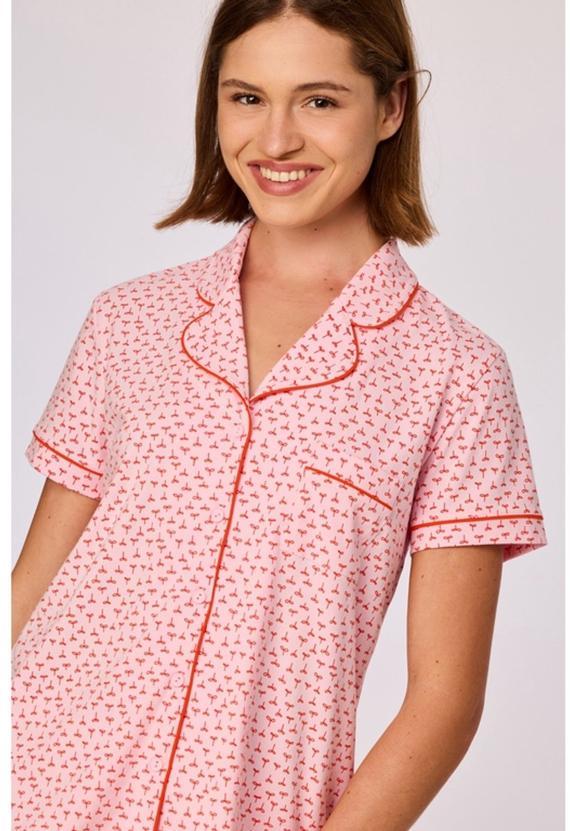Pyjama dames woody hemd plantjes km short