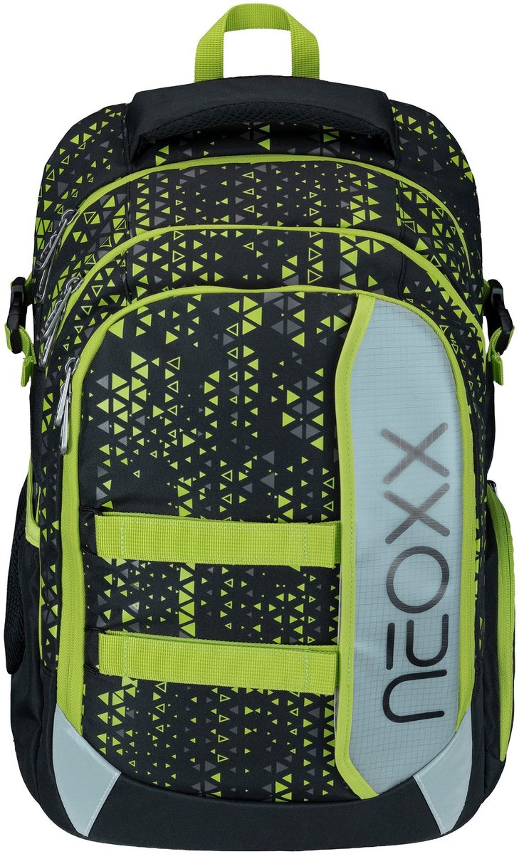 neoxx schoolrugzak met laptopvak Active Pro School Backpack Code Breaker Lichtgroen zwart