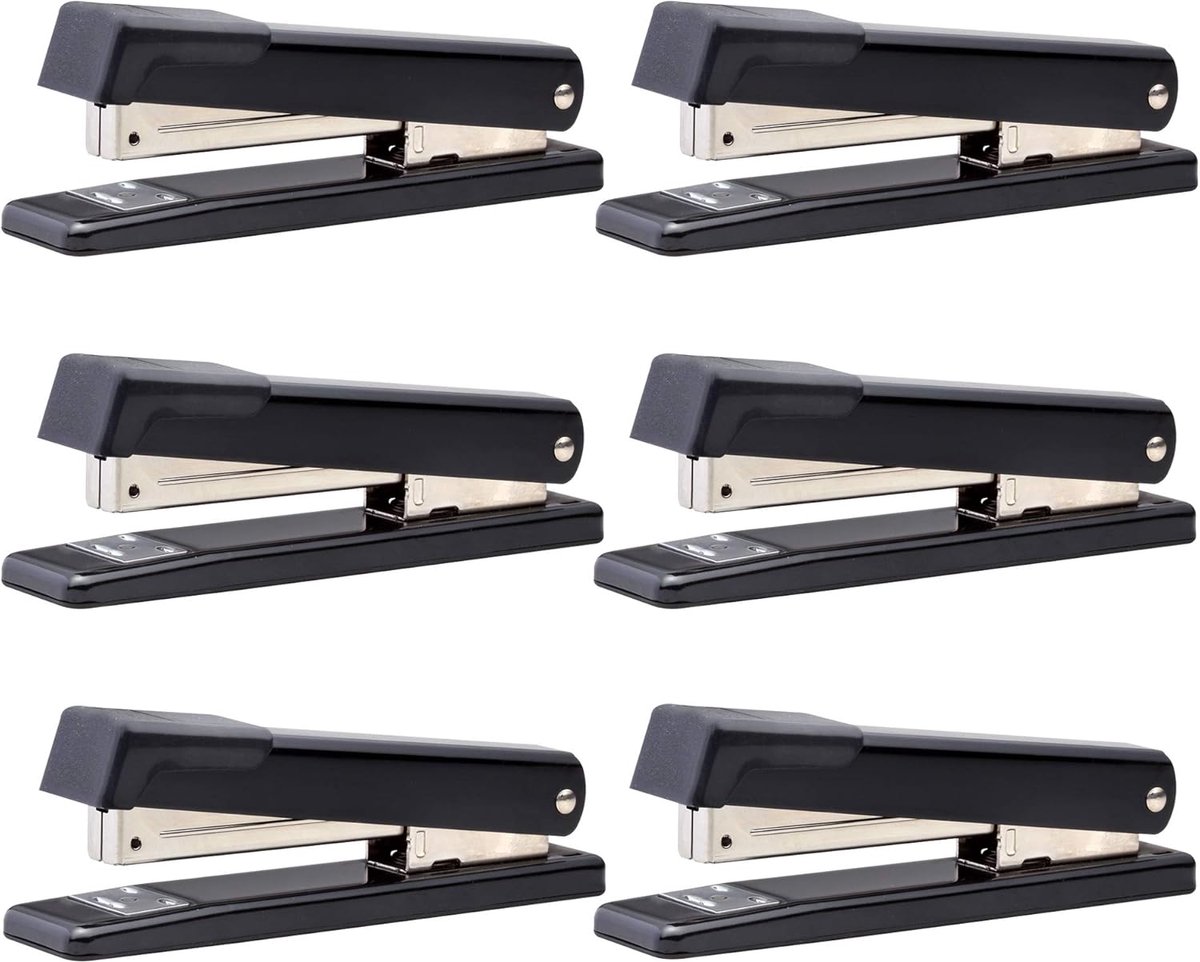 Metalen desktopnietmachine 6-pack - klassiek design - zwart (B515-BLK-6PK)