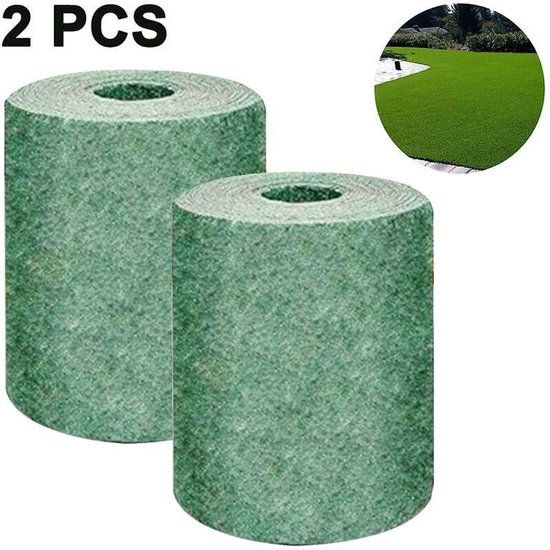 Biologisch Afbreekbaar Grasmat 2-rollen - Groene Picknickmat - 3m x 0.2m*2pcs - Zaadkieming Bevorderend - Voor Tuin en Gazon - Eenvoudig Uitrollen
