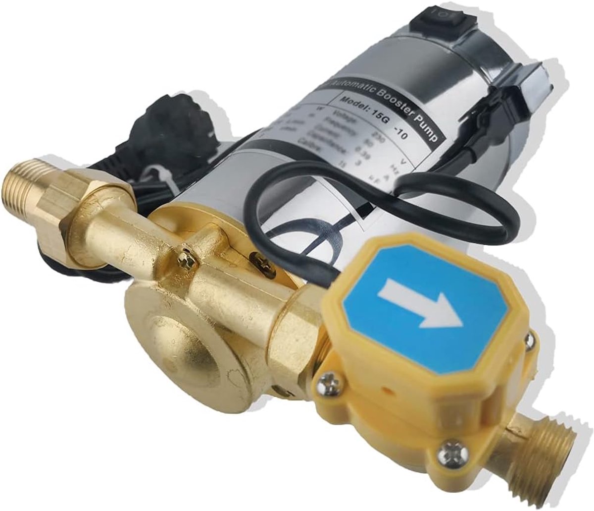 Waterdrukverhogingspomp - Boosterpomp - Verhoogt waterdruk - Automatische werking - 20L/Min 10m - Zwart zilver goud