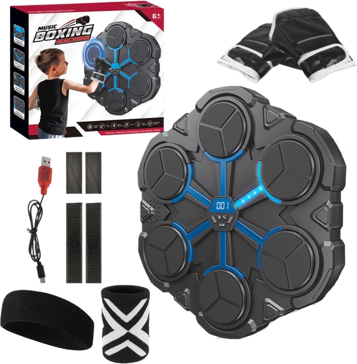 Elektronisch Bokspaneel - Reactiesnelheid Trainer - Intensieve Thuis Workout - Synchroniseert met Muziek - 34 x 315 cm