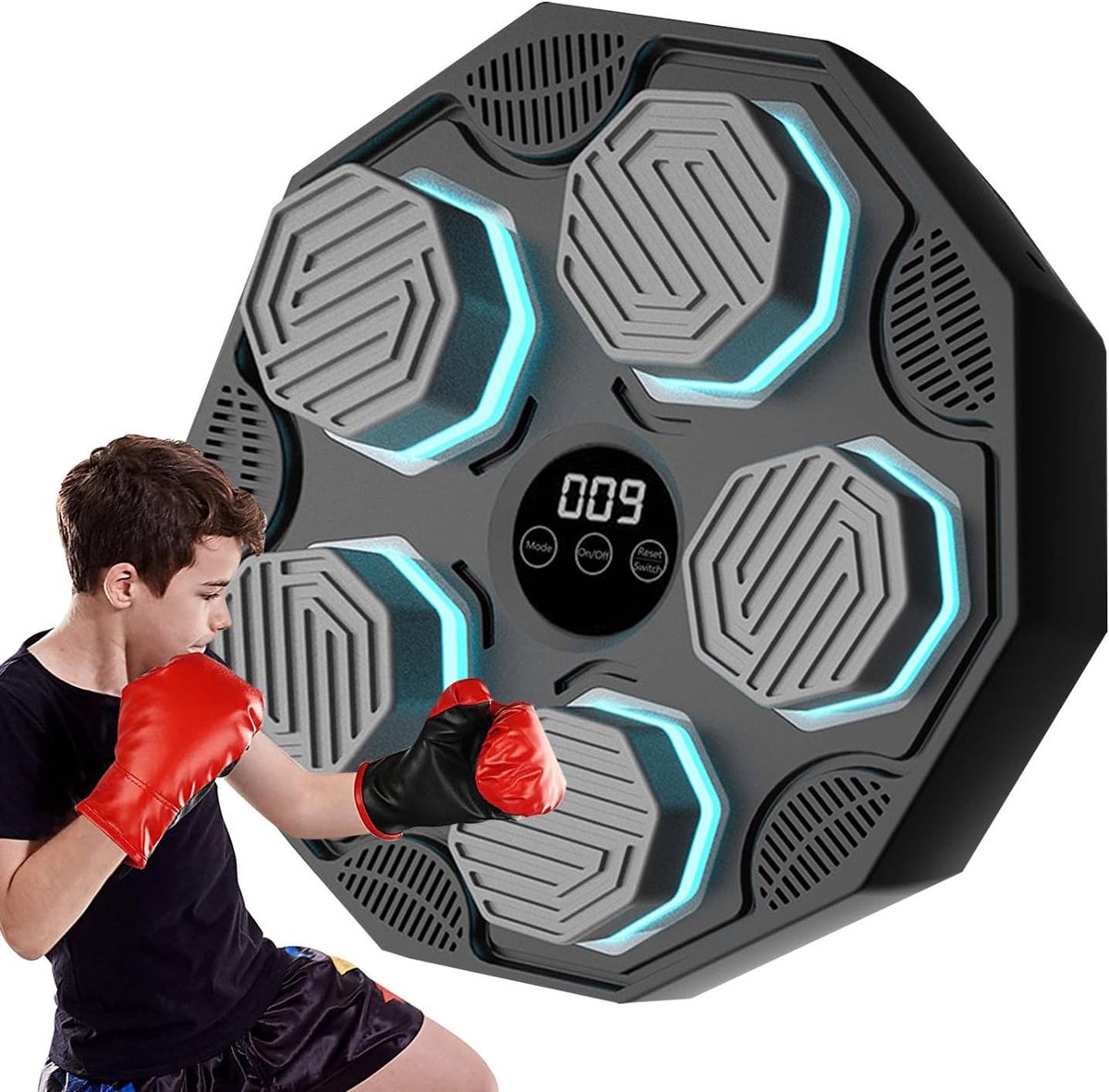 Slimme Boksmachine - Interactieve Trainer - Thuis Fitness - Met LED Muziek - Wandmontage
