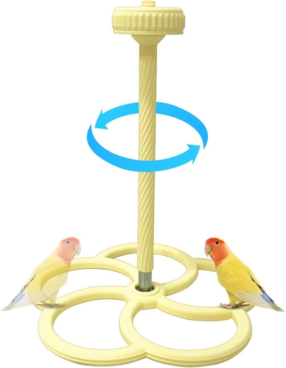 Vogel Zitstok Molen - Interactief Speelgoed - Verveling Bestrijding - Wind Aangedreven - 19x19x23 cm - Geel