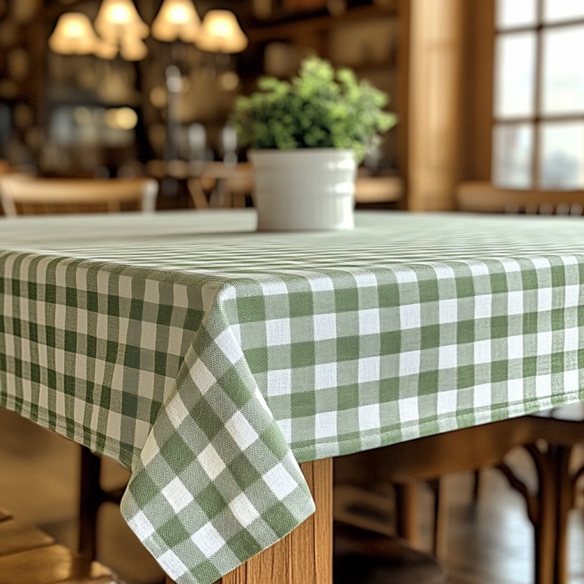 Meble od Nowa - Tafellaken - Groen-Wit - 140x140 cm - Polyester