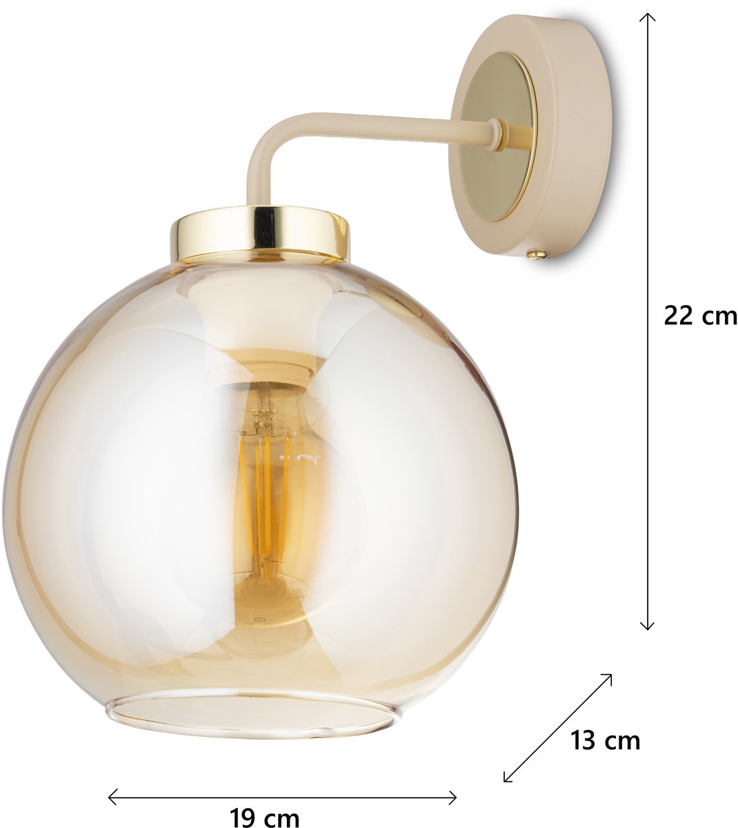 HowHomely - Cris Serie - Wandlamp - Beige - Glas - 1xE27