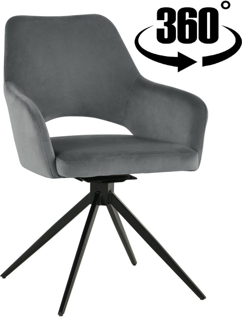 ExitoDesign ERIM - Bureaustoel - Velvet - Grijs - Metalen Frame