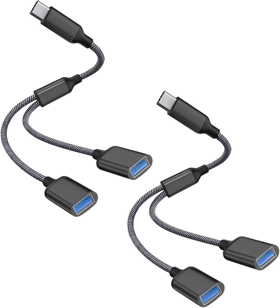 USB C Splitter - Type C Adapter - Extra Poorten - Data en Laden - 29cm Kabel - Zwart