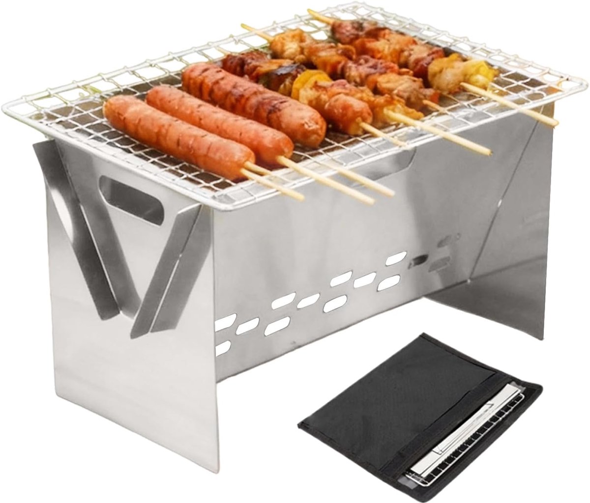 Camping Grill - Compact BBQ - Buiten Koken - Inclusief Draagtas - 48 x 181 x 48 mm