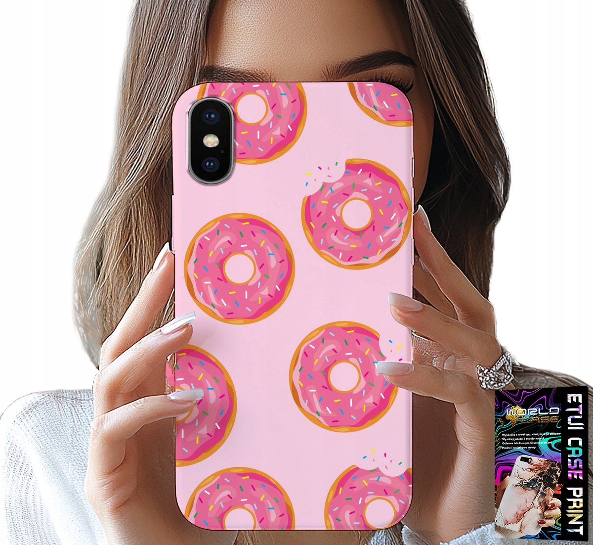 HOESJE VOOR IPHONE XS MAX - PATROON MET DONUTS EN SUIKERLAK