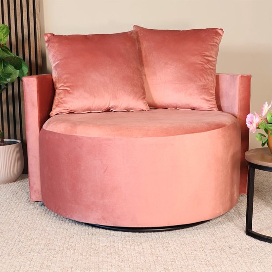 Fauteuil causeuse velours vieux rose fauteuil pivotant