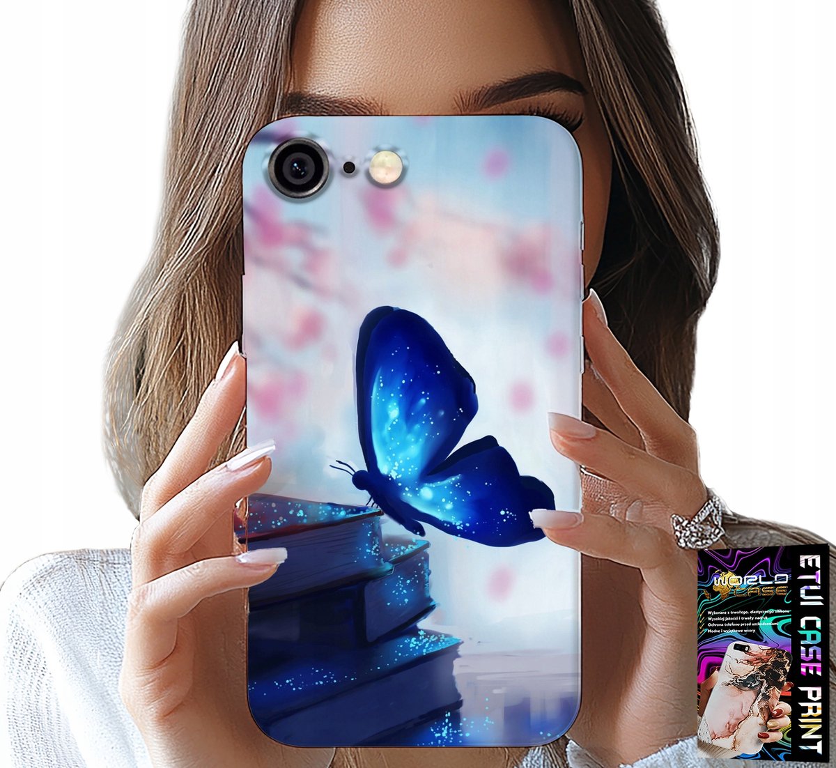 iPhone hoesje (6 Plus) - Blauwe vlinder, vlinder, damespatroon