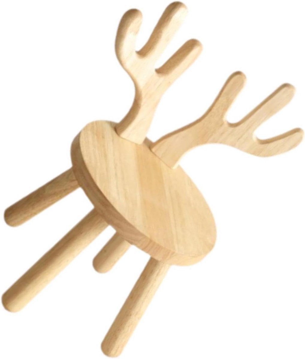 Houten Kinderstoel - Zitkrukje Voetenbankje - Kinderkamer Meubel - Met Rugleuning - 27x27x9 cm