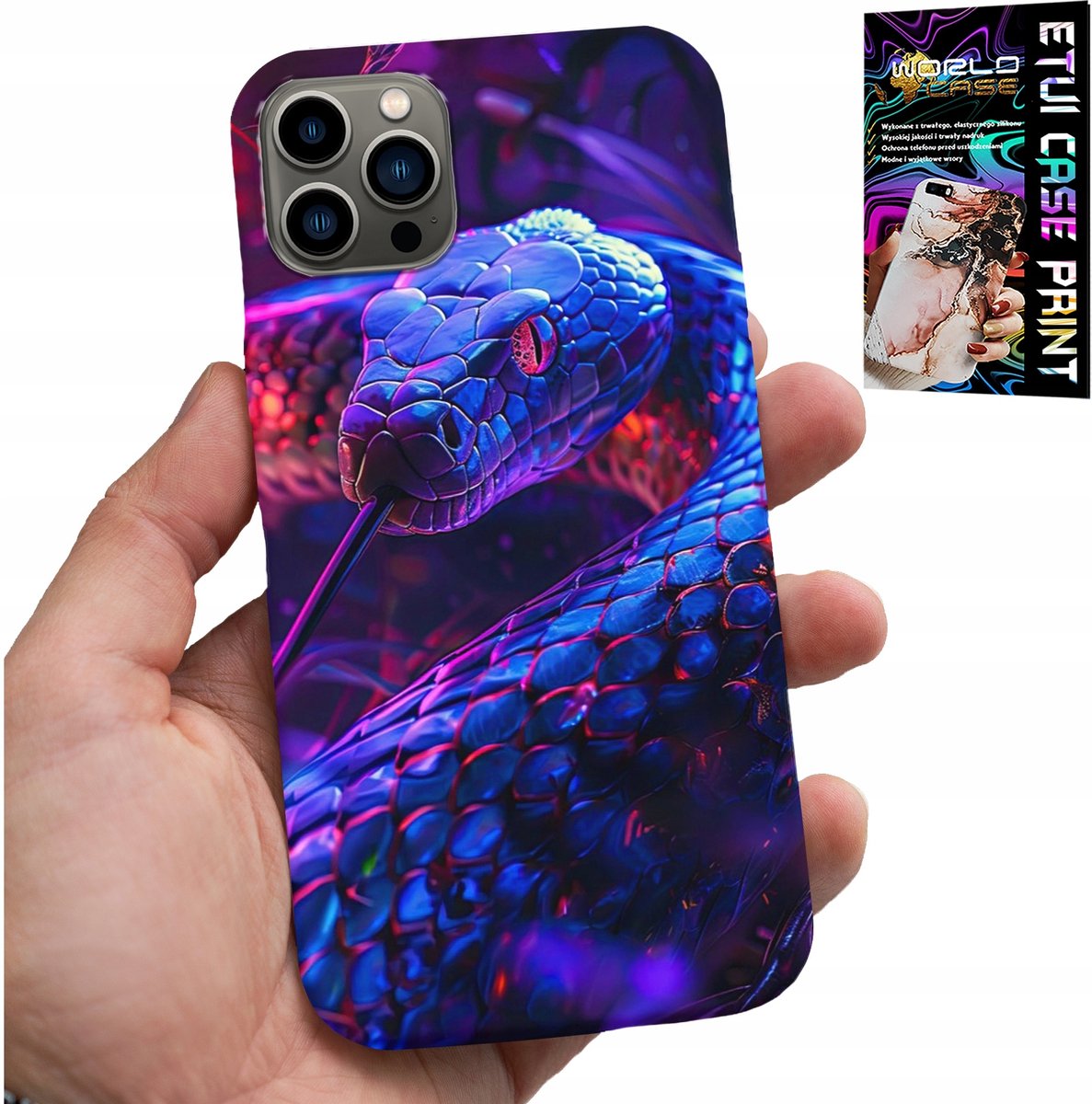 HOESJE VOOR IPHONE 13 PRO MAX - SLANG COBRA RATTLESSLANG REPTIELEN HOESJE + FOLIE