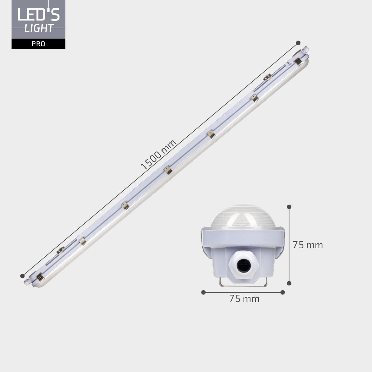 LED TL Armatuur met LED Strip – 150cm 39W 7020lm – Instelbaar Vermogen en 3 Lichtkleuren 3000K 4000K 6500K – Waterdicht IP65 Slagvast IK08 – Werkplaats Verlichting